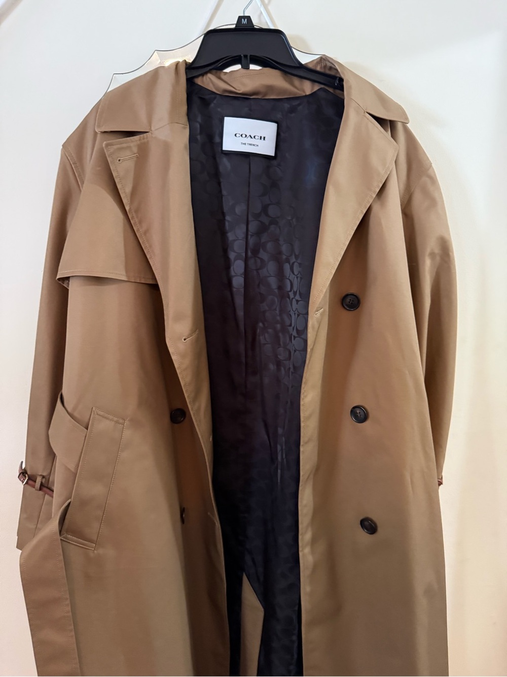 COACH Women’s Tan Double-Breasted Trench Coat